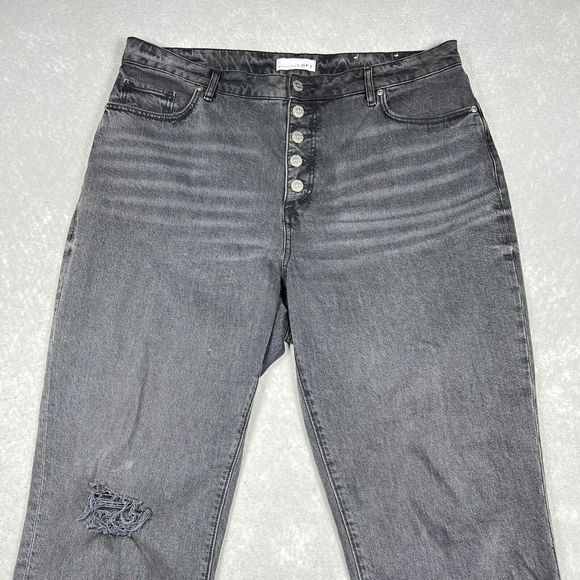 Loft Button 5 Fly High Waist Straight Crop Jeans Women’s Size 32/ 14 Gray Jeans - Picture 3 of 12
